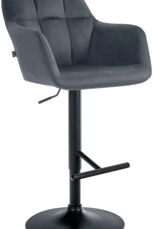 Barkruk Natoma fluweel Kleur:donkergrijs | Materiaal frame:Metaal mat zwart Premium