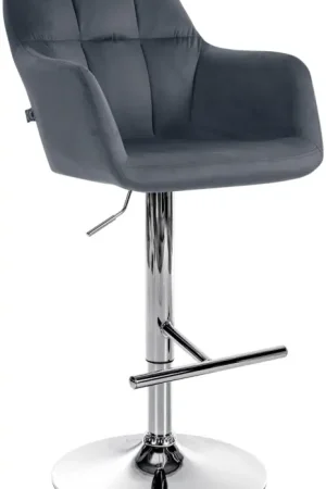 Populair Barkruk Natoma fluweel Kleur:donkergrijs | Materiaal frame:Metaal in chroomoptiek