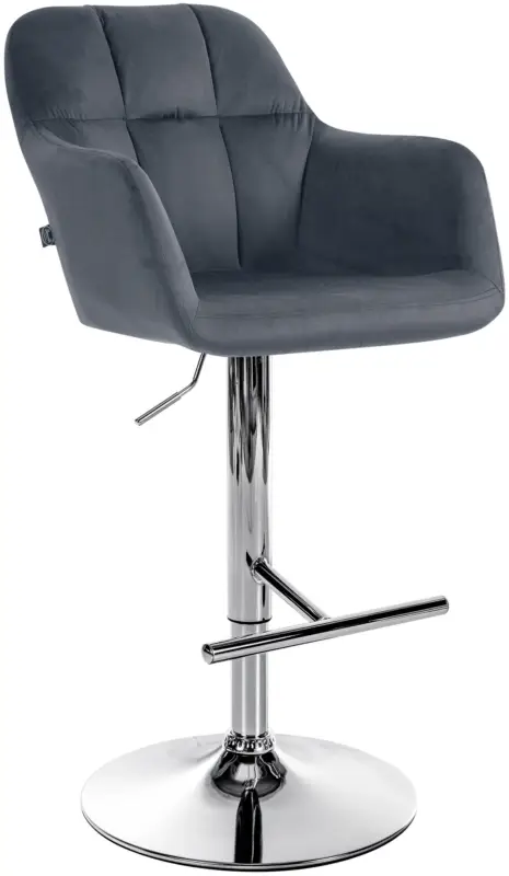 Populair Barkruk Natoma fluweel Kleur:donkergrijs | Materiaal frame:Metaal in chroomoptiek