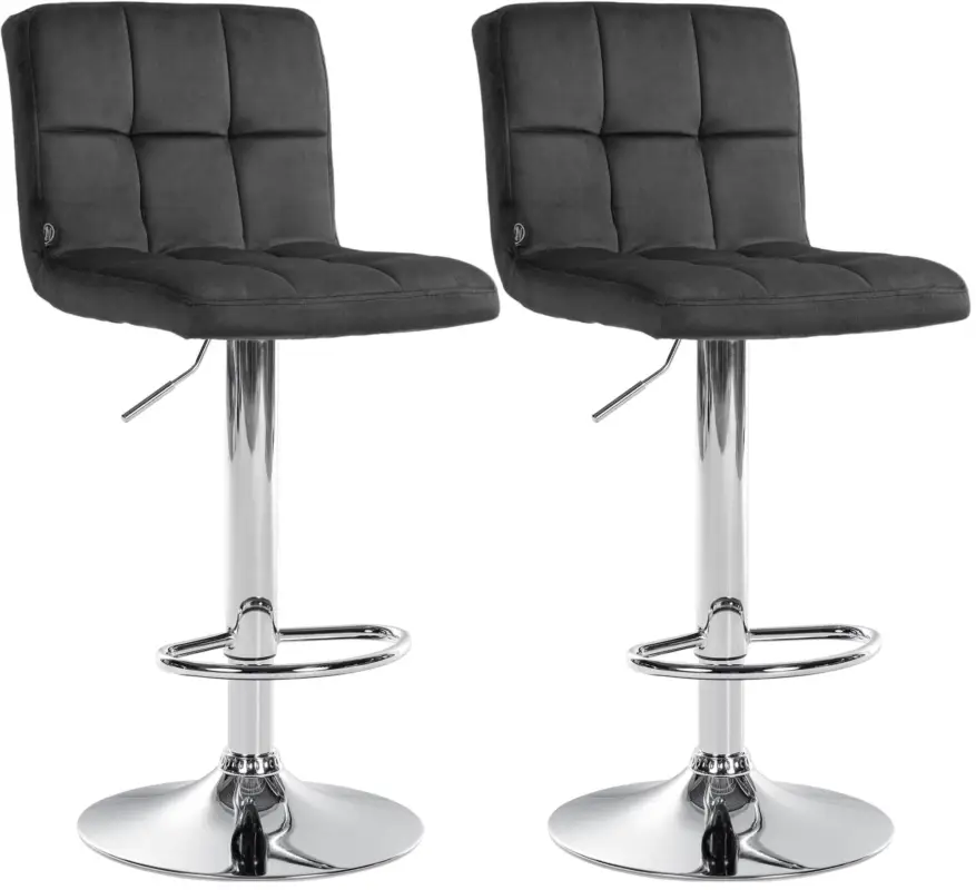 Must-Have Set van 2 Barkrukken Peru Fluweel Kleur:donkergrijs | Kleur frame:chroom