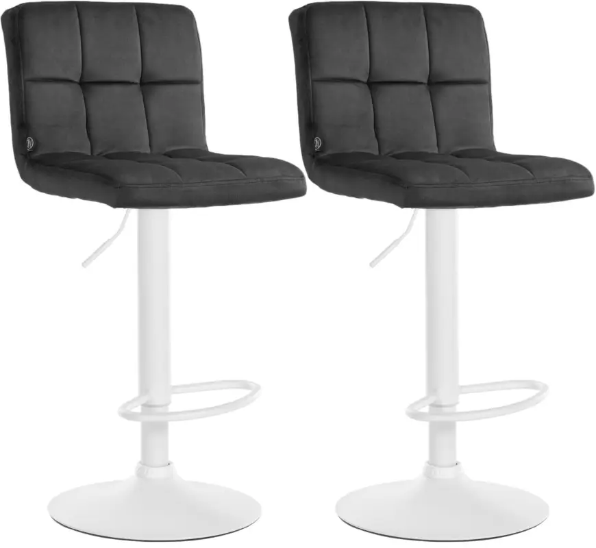 Beste Prijs Set van 2 Barkrukken Peru Fluweel Kleur:donkergrijs | Kleur frame:wit