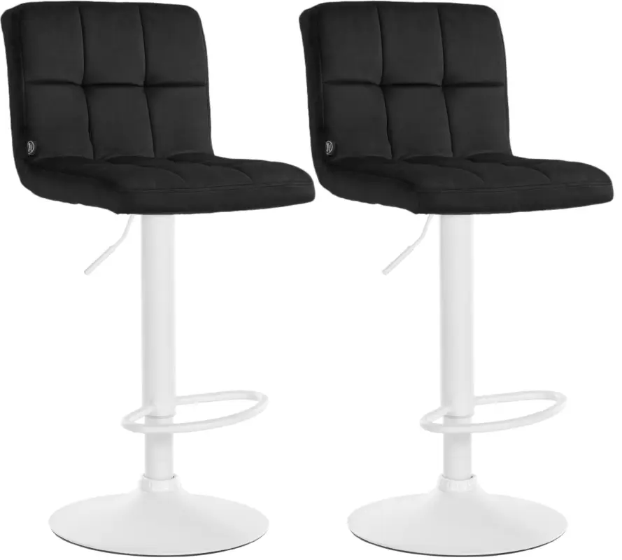 Set van 2 Barkrukken Peru Fluweel Kleur:zwart | Kleur frame:wit Dagaanbieding