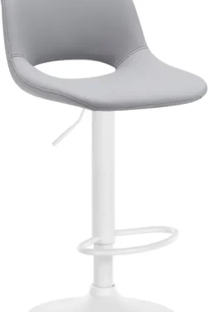 Superprijs Barkruk Camden kunstleer Kleur:grijs | Materiaal frame:Metaal mat wit