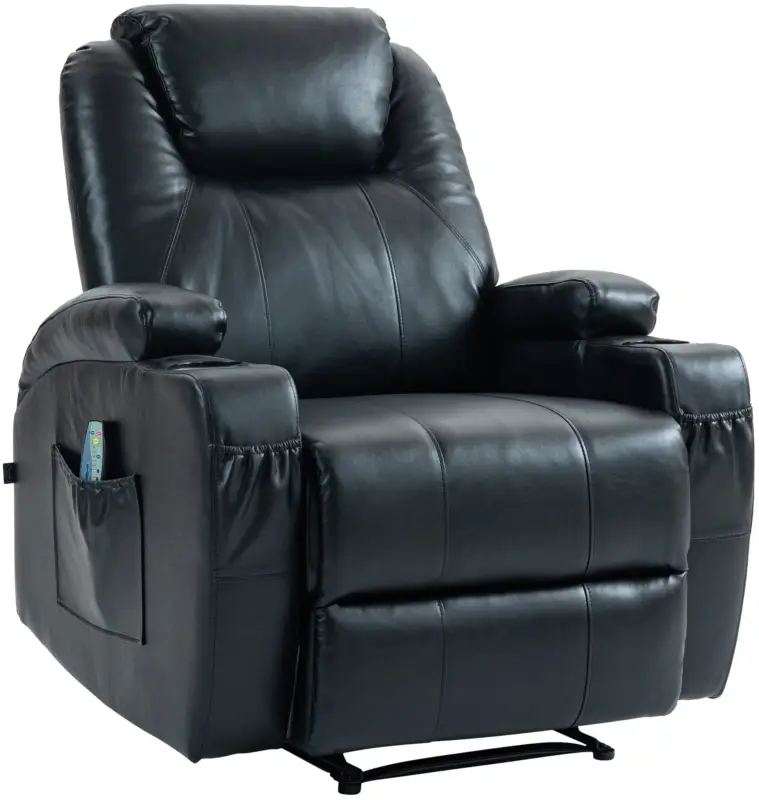 Relaxfauteuil Galena met massagefunctie Basismateriaal:Kunstleer | Kleur:zwart Express Levering