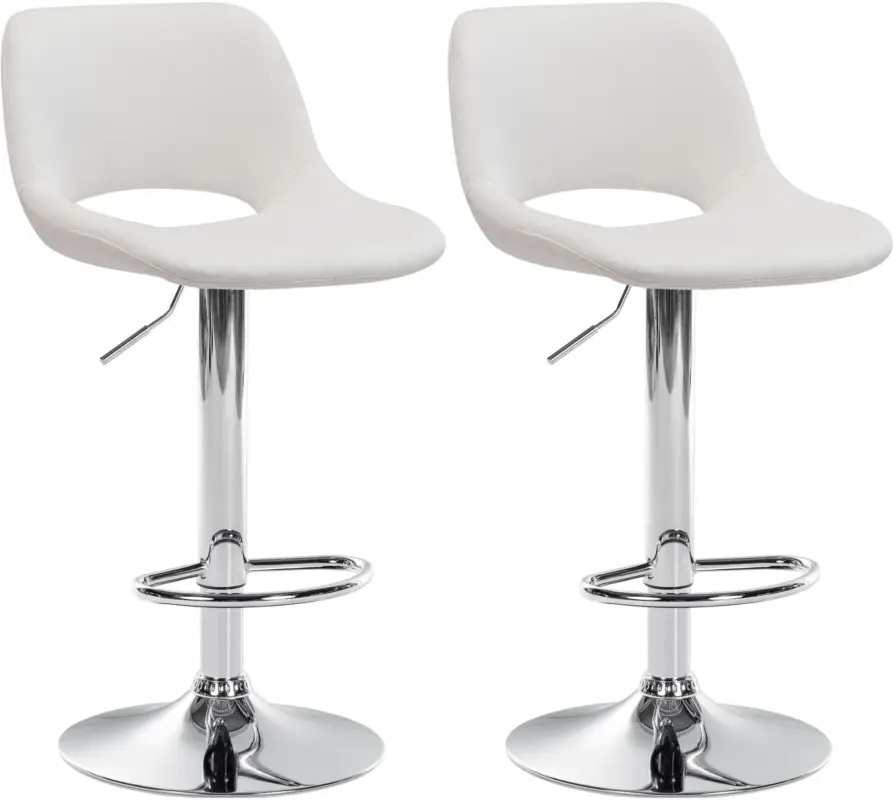Must-Have Set van 2 barkrukken Camden fluweel Kleur:creme | Materiaal frame:Metaal in chroomoptiek