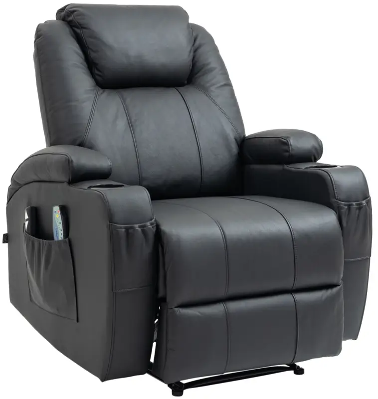 Shop Nu Fauteuil Hepler met massagefunctie Basismateriaal:Echt leer | Kleur:zwart