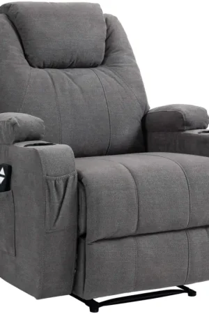Direct Verzonden Fauteuil Hepler met massagefunctie Basismateriaal:Stof | Kleur:grijs