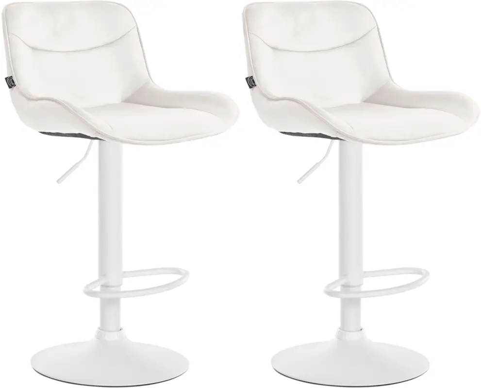 Set van 2 barkrukken Vonore fluweel Kleur:creme | Kleur frame:wit Merkproduct
