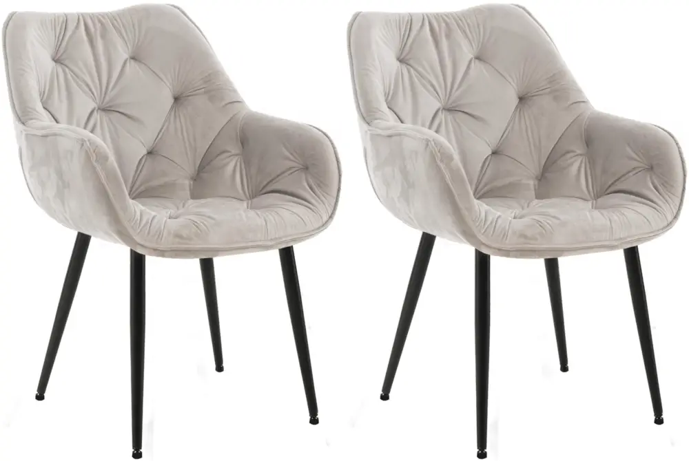 Bestseller Set van 2 eetkamerstoelen Tanna fluweel Kleur:grijs