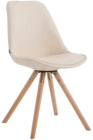 Gecertificeerd Eetkamerstoel Laval Rond Kleur:creme | Kleur frame:natura