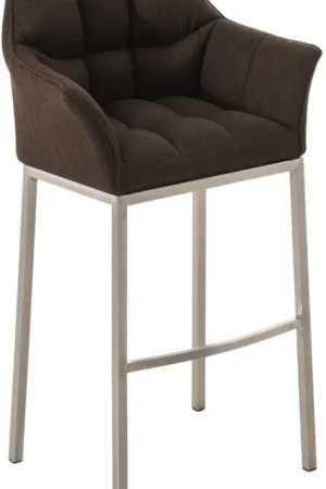 Barkruk Damaso Stof met Vierpootsframe Kleur:bruin | Kleur frame:roestvrij staal Populair