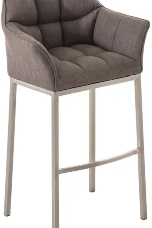 Koop Online Barkruk Damaso Stof met Vierpootsframe Kleur:grijs | Kleur frame:roestvrij staal