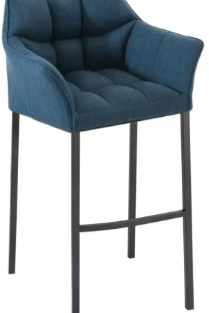 Barkruk Damaso Stof met Vierpootsframe Kleur:blauw | Kleur frame:zwart Populair