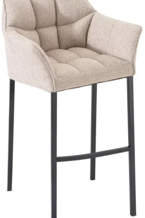 Korting Barkruk Damaso Stof met Vierpootsframe Kleur:ivoor | Kleur frame:zwart