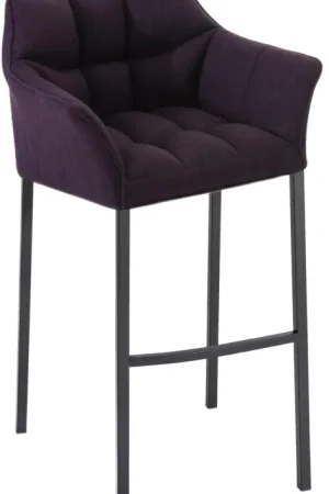 Barkruk Damaso Stof met Vierpootsframe Kleur:purper | Kleur frame:zwart Fabrieksprijs