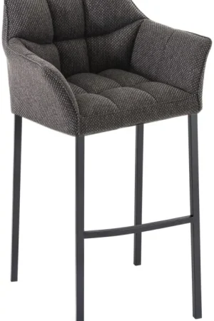 Uitverkoop Barkruk Damaso Stof met Vierpootsframe Kleur:titanium grijs | Kleur frame:zwart