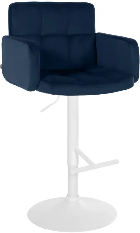 Barkruk Los Angeles Fluweel Kleur:blauw | Kleur frame:wit Hoge Kwaliteit