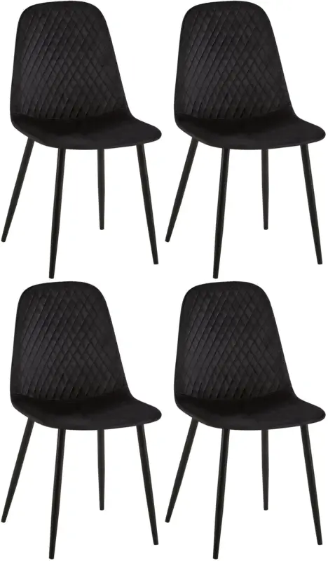 Exclusieve Aanbieding Set van 4 eetkamerstoelen Giverny Basismateriaal:Fluweel | Kleur:zwart