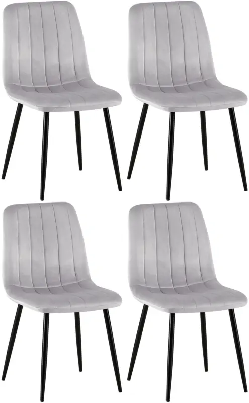 Set van 4 Dijon Eetkamerstoelen Basismateriaal:Fluweel | Kleur:grijs Hete Deal
