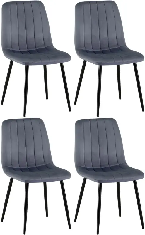 Set van 4 Dijon Eetkamerstoelen Basismateriaal:Fluweel | Kleur:donkergrijs Laatste Versie