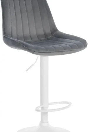 Rechtstreeks Van De Fabrikant Barkruk Toni fluweel Kleur:donkergrijs | Kleur frame:wit