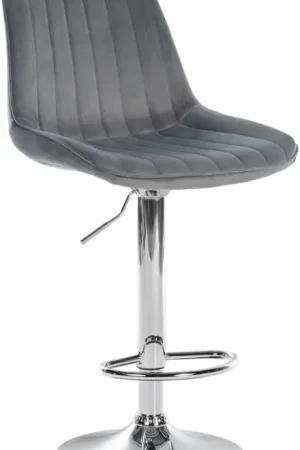 Barkruk Toni fluweel Kleur:donkergrijs | Kleur frame:chroom Laatste Kans
