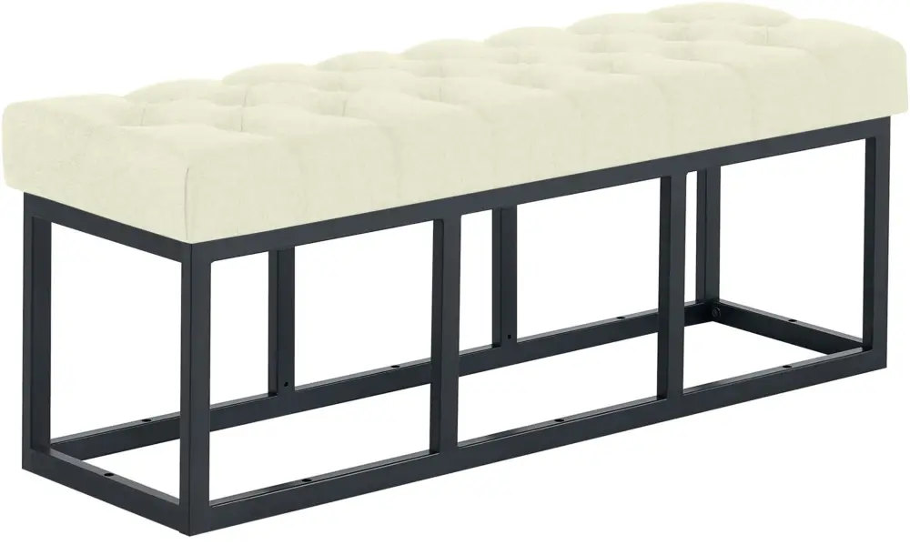 Superprijs Zitbank Amun stof met zwart onderstel Kleur:creme | Maat:120 cm