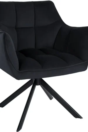 Direct Beschikbaar Eetkamerstoel Swing fluweel Kleur:zwart | Kleur frame:zwart