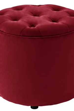 Pantine poef fluweel Kleur:rood Premium