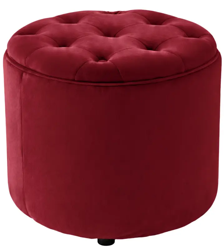 Pantine poef fluweel Kleur:rood Premium