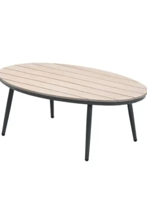 Lage Prijs Margriet bijzettafel - ovaal - 120x75 cm - carbon black - light teak Vironwood