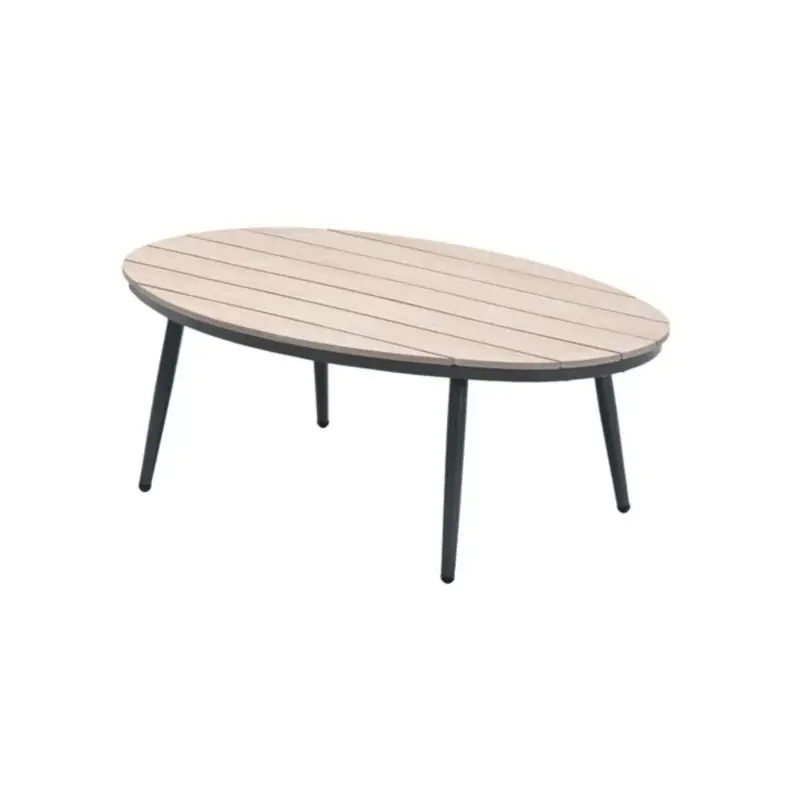 Lage Prijs Margriet bijzettafel - ovaal - 120x75 cm - carbon black - light teak Vironwood