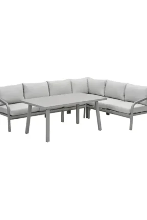 Op = Op Monti dining loungeset - 5-delig - taupe - aluminium frame - rope grey sand - valley sand