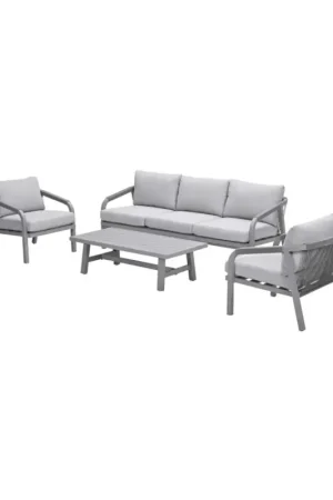 Monti stoel-bank loungeset aluminium/rope 4-delig - taupe Alleen Vandaag