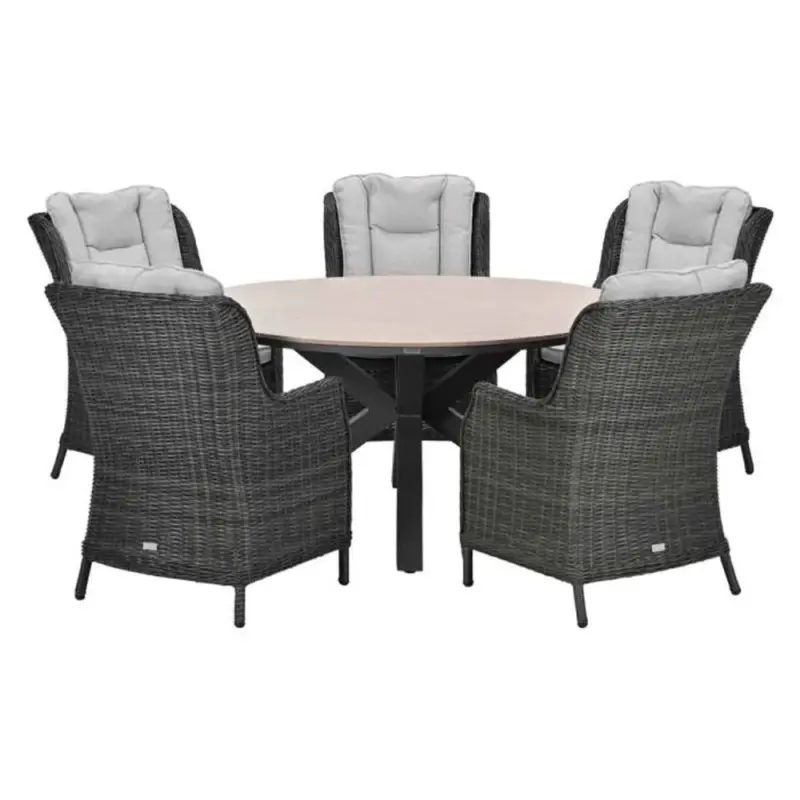 Osborne tuinset 6-delig Earl Grey - Edison ronde dining tafel 148 cm Premium