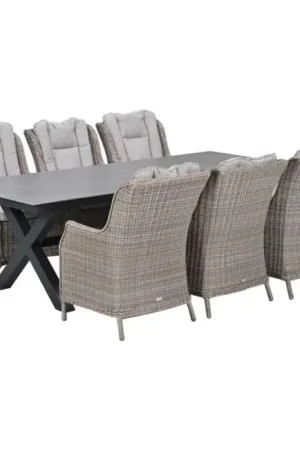 Beste Prijs Osborne tuinset 7-delig Vintage Willow - Centostone Napoli Sand tuintafel 240x100 cm