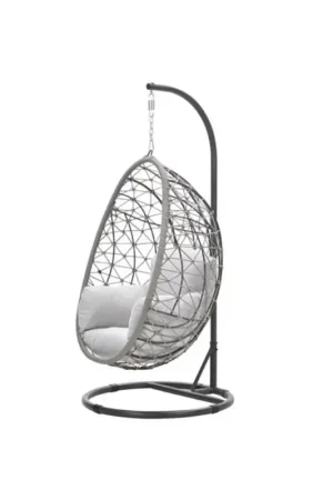 Panama hangstoel met standaard - eivorm - carbon black - rope taupe - valley sand Gereduceerde Prijs