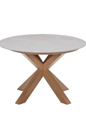 Ronde tuintafel lowland - Ø120 cm - light teaklook - Centostone Napoli sand Bestseller