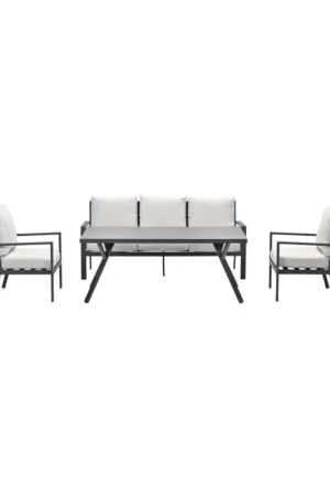 Weekendaanbieding Sergio lounge dining sofa set - 4-delig - carbon black - desert sand