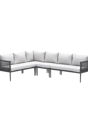 Teramon hoek loungeset - 4-delig - carbon black - rope dark grey - valley sand Direct Verzonden