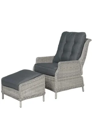 Veracruz verstelbare loungestoel wicker inclusief voetenbank - vintage willow Premium