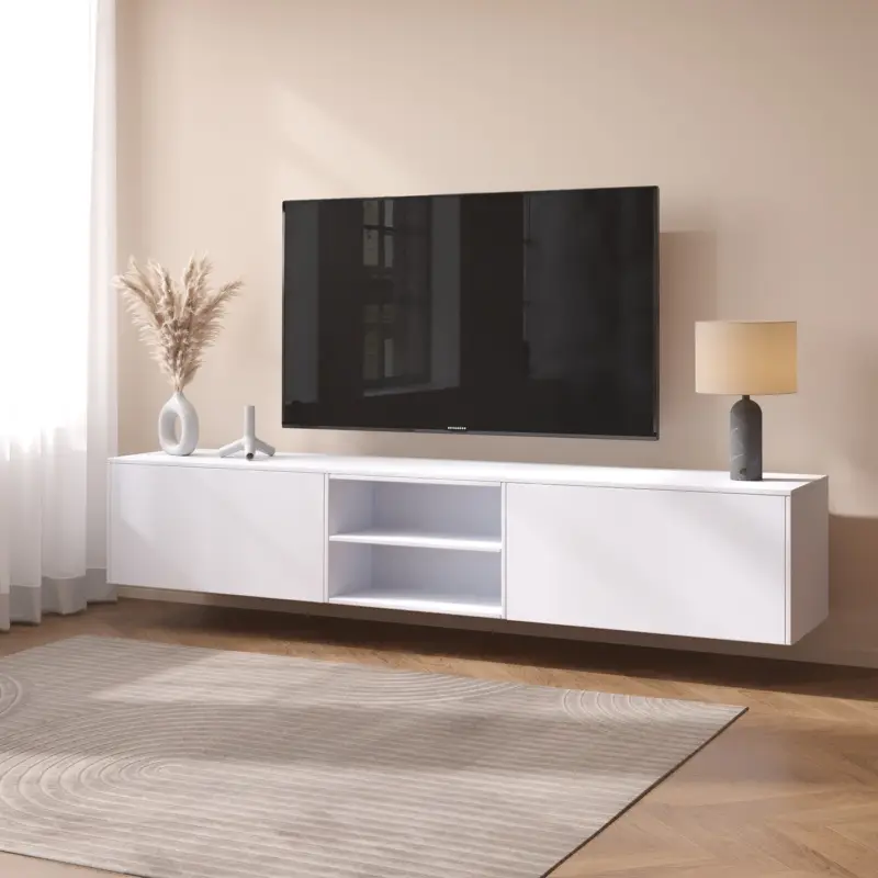 Laatste Versie Frame 220 cm TV Wandmeubel Turin Alpine Wit