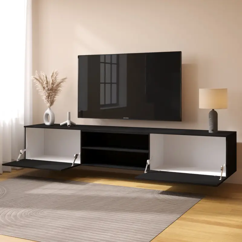 Direct Verzonden Frame 240 cm TV Wandmeubel Turin Zwart