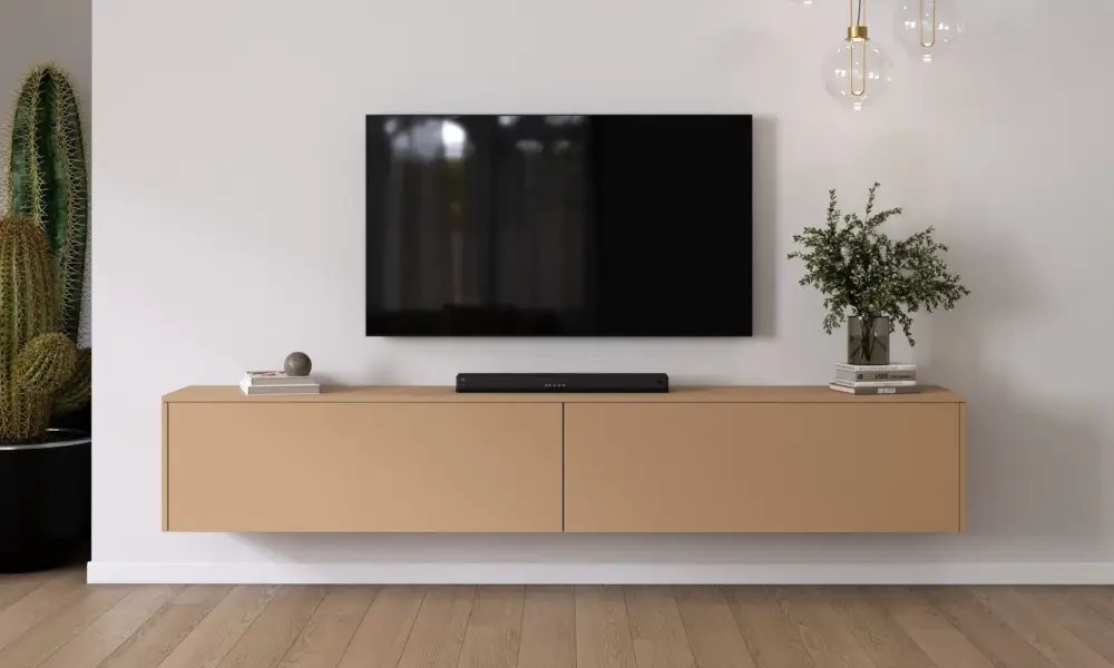 Levana Caramel Beige TV Wandmeubel 243 cm Gereduceerde Prijs