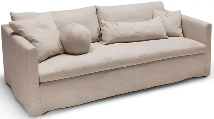 Lill 3-zits Bank met Ronde Kussen Lichtbeige Lage Kosten