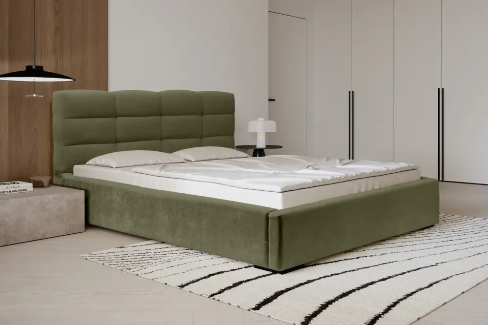Voordeelprijs Faro 160 x 200 cm Gestoffeerd Bed Bosgroen