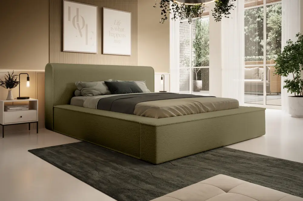 Flitsaanbieding Fatima 180 x 200 cm Gestoffeerd Bed Olijfgroen