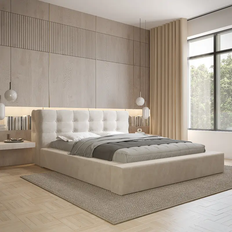 Gratis Retour Grace 140 x 200 cm Gestoffeerd Bed Beige