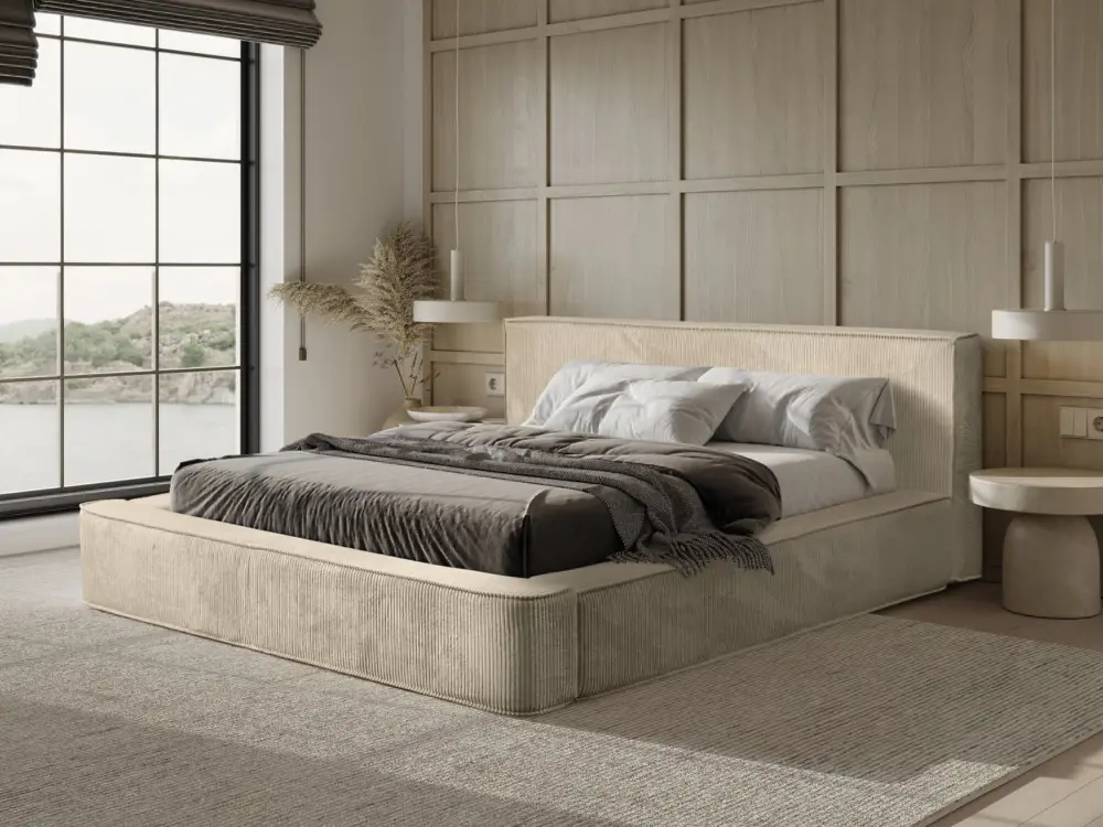 Hoge Kwaliteit Harmon 180 x 200 cm Gestoffeerd Bed Beige