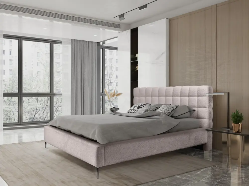 Premium Millo 140 x 200 cm Gestoffeerd Bed Taupe